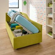 Divano letto Wave Moretti Compact con contenitore, tessuto Pistacchio