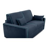 Divano letto Everest a 3 posti, in tessuto sfoderabile, colore Blu notte con filetto color Turchese