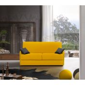 Divano letto moderno Charlie, 3 posti, finitura tessuto Cedro