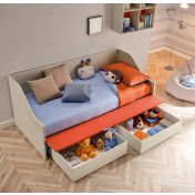 Divano letto Hill Moretti Compact con cassettoni, Quarzo e Mattone