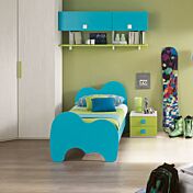 Letto singolo con testata e pediera Elefantino in finitura Olmo bianco