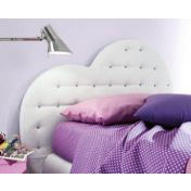 Letto singolo contenitore con testata a cuore e svarovski in ecopelle bianco 