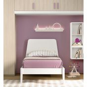 Letto singolo con testata squdrata in finitura Bianco