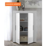 Credenza Moderna, Madia di Design, 2 ante Alta, Bianco Lucido