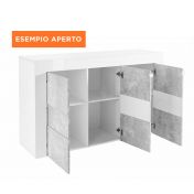 Madia di design moderna, 3 ante, finitura Bianco Lucido