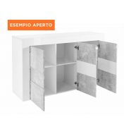 Credenza Moderna, Madia di Design, 3 ante, Bianco Lucido