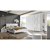 Camera completa con letto bianco in ecopelle con armadio Miss H.230