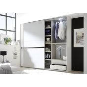 Camere matrimoniale Bianca Opaco e Noce Dark con letto ecopelle bianco e armadio H.248