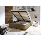 Letto ecopelle marrone tabacco con contenitore