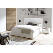 Camere matrimoniale Bianca Opaco e Noce Dark con letto ecopelle bianco e armadio H.248