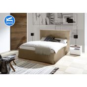 Camera matrimoniale con letto in ecopelle tabacco, armadio con anta noce dark H.248 e comodini bianchi opachi