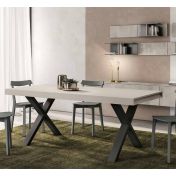 Tavolo moderno allungabile Giglio  in finitura Grigio dorian e struttura Grigio nero opaco