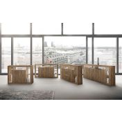 Spaziosa Credenza moderna di design a 2 ante e 3 cassetti, finitura Mercure 