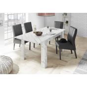Tavolo moderno allungabile, 137x90 cm, finitura effetto Marmo Bianco di Carrara