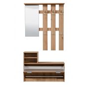 Mobili ingresso con scarpiera, specchiera e appendiabiti, Rovere, scontato