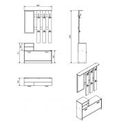 Mobili ingresso con scarpiera, specchiera e appendiabiti, finitura Rovere