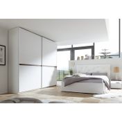 Camere matrimoniale Bianca Opaco e Noce Dark con letto ecopelle bianco e armadio H.248