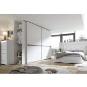 Camere matrimoniale Bianca Opaco e Noce Dark con letto ecopelle bianco e armadio H.248