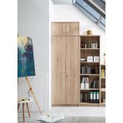 Armadio porta scope, multiuso, 4 ante, finitura Rovere Sonoma