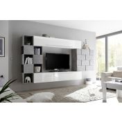 Moderna Parete attrezzata bianco lucido e Ossido