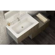 Mobile bagno sfalsato con lavabo, 2 cassetti, finitura Olmo danubio