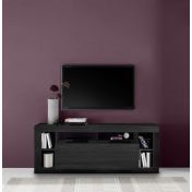 Moderno Porta TV con 1 anta ribalta, colore Nero frassinato