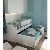 Letto multifunzionale Space con scrivania e cassetti, Moretti Compact