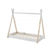 Lettino montessoriano bambini 70x140, Pino naturale e Bianco laccato