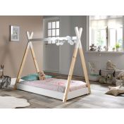 Lettino montessoriano bambini 70x140, Pino naturale e Bianco laccato