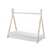 Lettino montessoriano bambini 70x140, Pino naturale e Bianco laccato