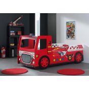 Lettino camion dei pompieri per bambini, rosso e nero