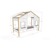 Letto montessoriano a casetta per bambini, Bianco e Pino naturale