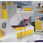 letto castello con cassettone giallo