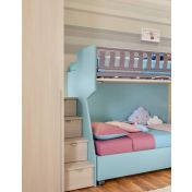 Letto sommier 80x200 con ruote Moretti Compact, finitura Azzurro cielo