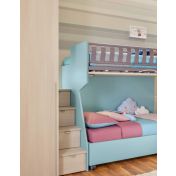 Letto sommier 80x200 con ruote Moretti Compact, finitura Azzurro cielo