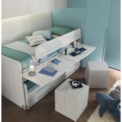 Letto multifunzionale Space con scrivania e cassetti, Moretti Compact