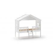 Letto a casetta con finestre per bambini, bianco laccato