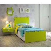 Letto Bolla singolo contenitore apertura laterale Moretti Compact, Cedro e Bianco luce