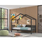 Letto montessoriano pino massello, design a casetta, disponibili 3 finiture