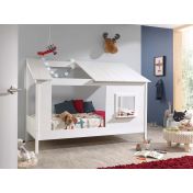 Letto montessoriano bambini moderno, design a casetta, finitura Bianco laccato