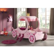 Letto bambine design carrozza, finitura Rosa laccato