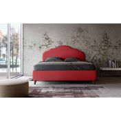 Letto matrimoniale con testata retrofinita, tessuto Rosso