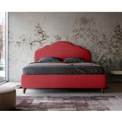 Letto matrimoniale con testata retrofinita, tessuto Rosso