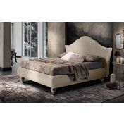 Letto matrimoniale tessuto Beige con piedini lavorati