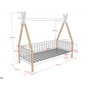 Divano letto  montessoriano per camerette in Pino naturale e Bianco laccato