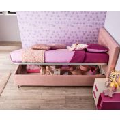 Letto singolo Britney Moretti Compact con contenitore laterale, tessuto Flamingo