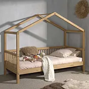 Letto a forma di casa in finitura Rovere in legno massello perfetto per i vostri bambini 