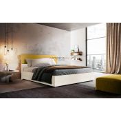 Letto matrimoniale Metiz con contenitore, finitura Giallo grano e Larice Bianco