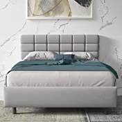 letto imbottito con contenitore grigio chiaro