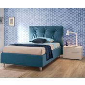 Letto una piazza e mezza Step Moretti Compact, ecopelle Avio